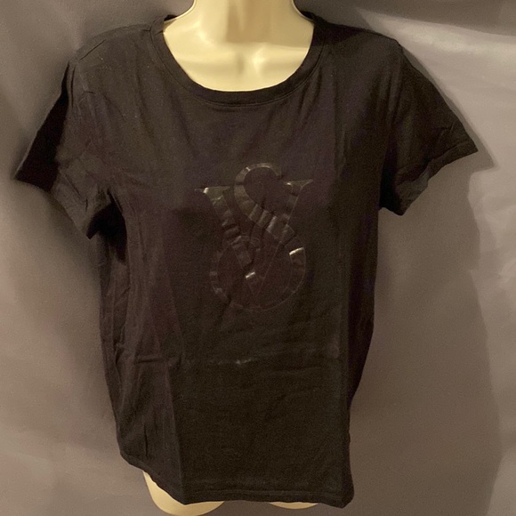 Victoria's Secret Tops - Victoria’s Secret Black T-shirt with black logo Small